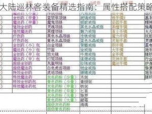 光明大陆巡林客装备精选指南：属性搭配策略揭秘