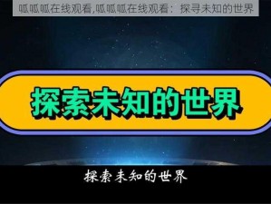 呱呱呱在线观看,呱呱呱在线观看：探寻未知的世界