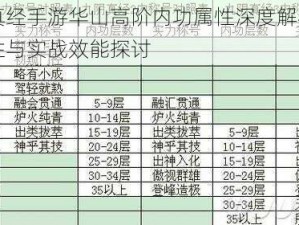 九阴真经手游华山高阶内功属性深度解析：归属特性与实战效能探讨