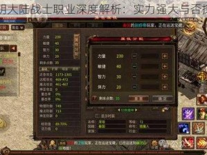 光明大陆战士职业深度解析：实力强大与否探究