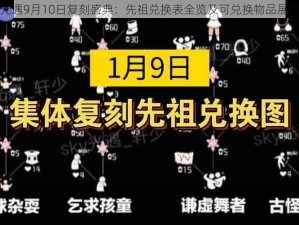 光遇9月10日复刻盛典：先祖兑换表全览及可兑换物品展示