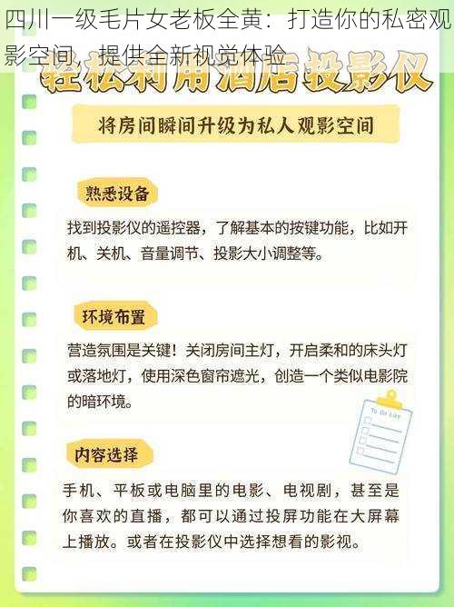 四川一级毛片女老板全黄：打造你的私密观影空间，提供全新视觉体验