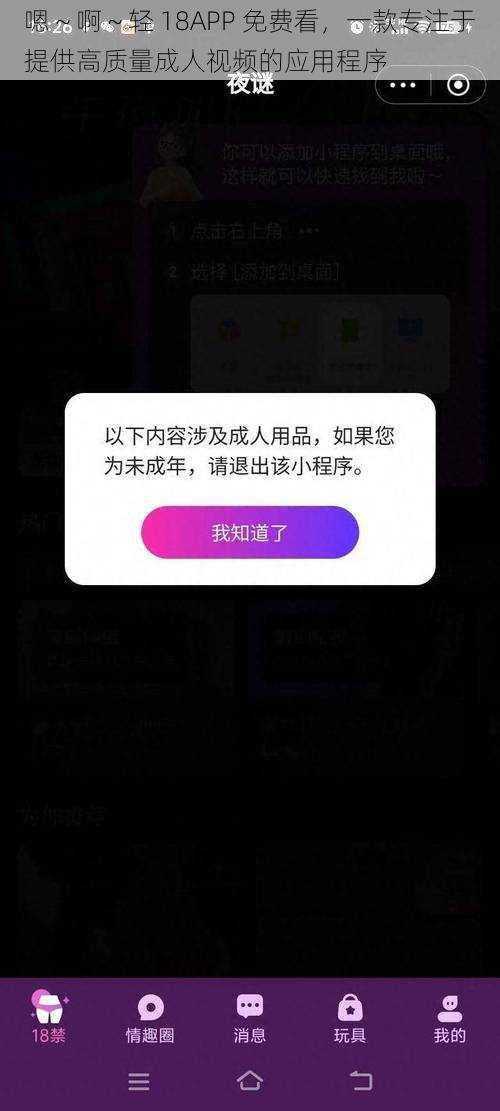 嗯～啊～轻 18APP 免费看，一款专注于提供高质量成人视频的应用程序