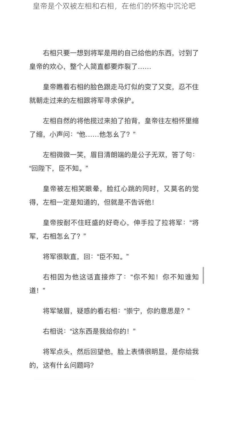 皇帝是个双被左相和右相，在他们的怀抱中沉沦吧