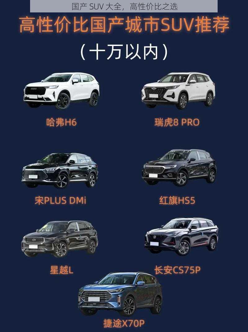 国产 SUV 大全，高性价比之选