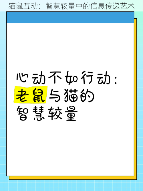 猫鼠互动：智慧较量中的信息传递艺术