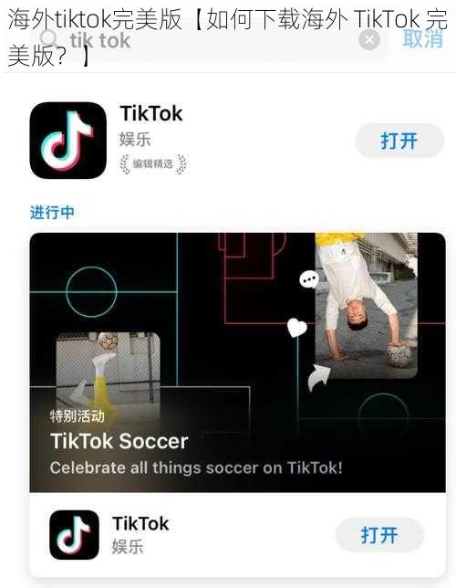 海外tiktok完美版【如何下载海外 TikTok 完美版？】