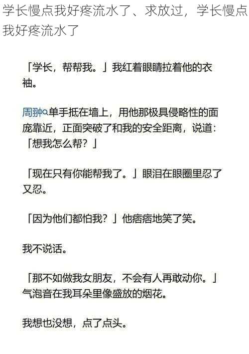 学长慢点我好疼流水了、求放过，学长慢点我好疼流水了