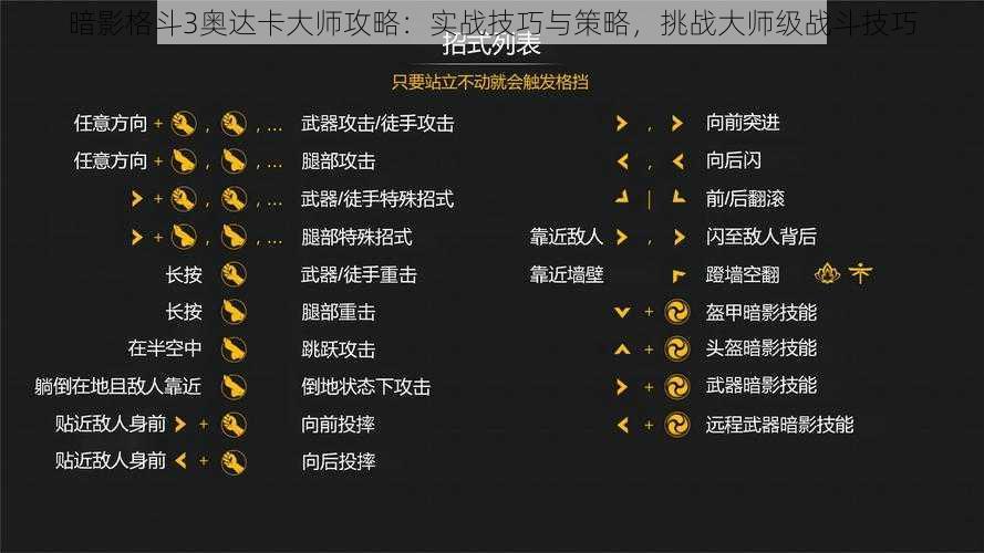 暗影格斗3奥达卡大师攻略：实战技巧与策略，挑战大师级战斗技巧