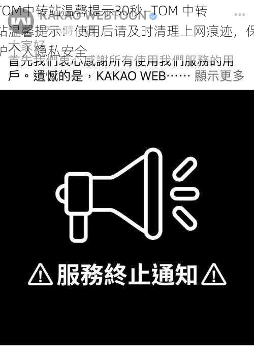 TOM中转站温馨提示30秒—TOM 中转站温馨提示：使用后请及时清理上网痕迹，保护个人隐私安全