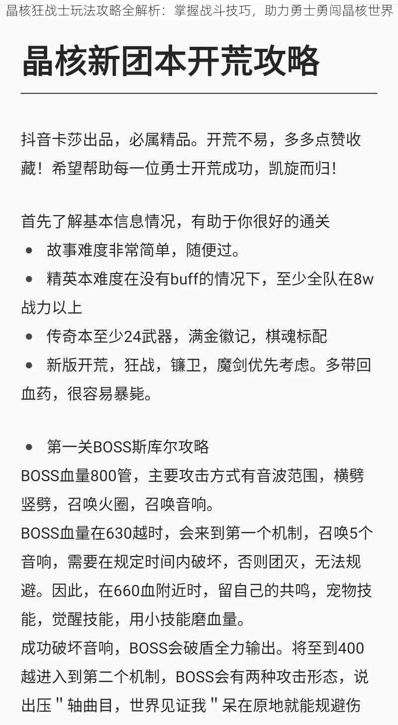 晶核狂战士玩法攻略全解析：掌握战斗技巧，助力勇士勇闯晶核世界