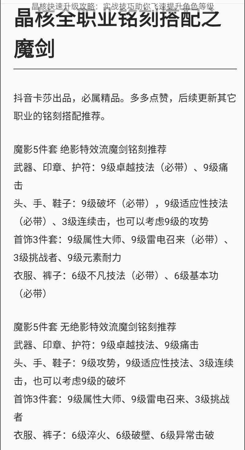 晶核快速升级攻略：实战技巧助你飞速提升角色等级