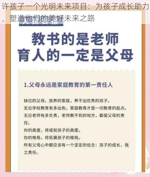 许孩子一个光明未来项目：为孩子成长助力，塑造他们的美好未来之路