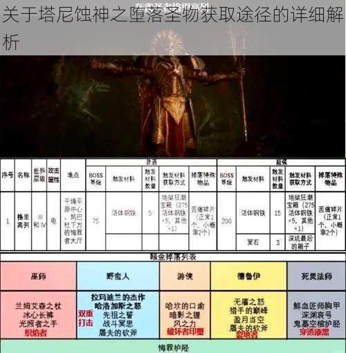 关于塔尼蚀神之堕落圣物获取途径的详细解析