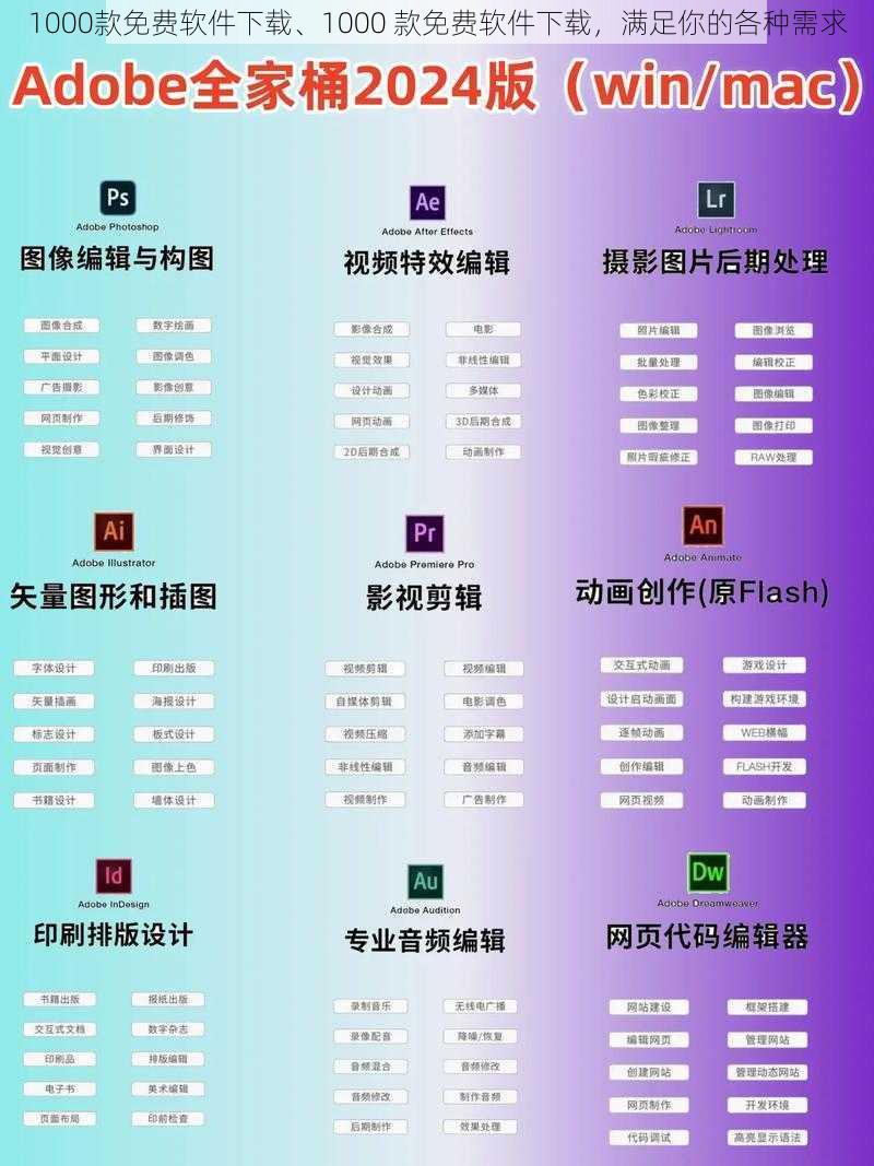 1000款免费软件下载、1000 款免费软件下载，满足你的各种需求