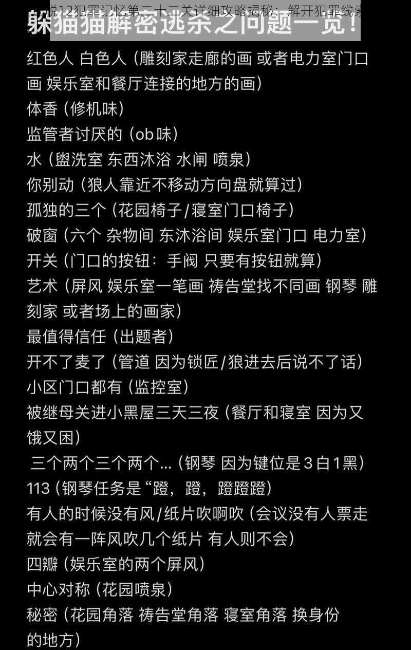 密室逃脱12犯罪记忆第二十二关详细攻略揭秘：解开犯罪线索的隐藏密码