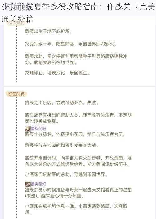 少女前线夏季战役攻略指南：作战关卡完美通关秘籍