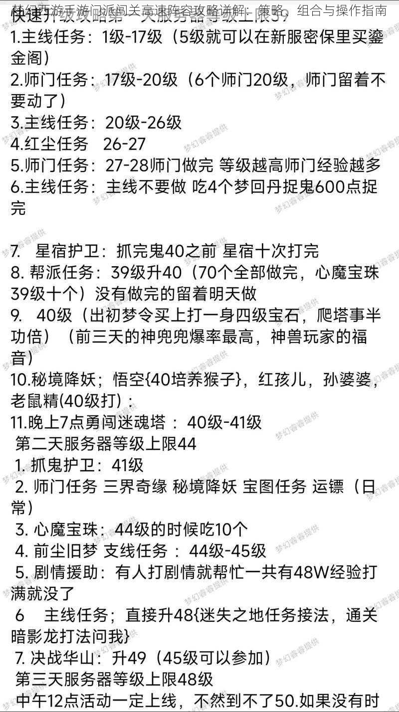 梦幻西游手游门派闯关高速阵容攻略详解：策略、组合与操作指南