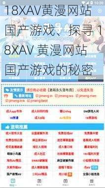 18XAV黄漫网站国产游戏、探寻 18XAV 黄漫网站国产游戏的秘密