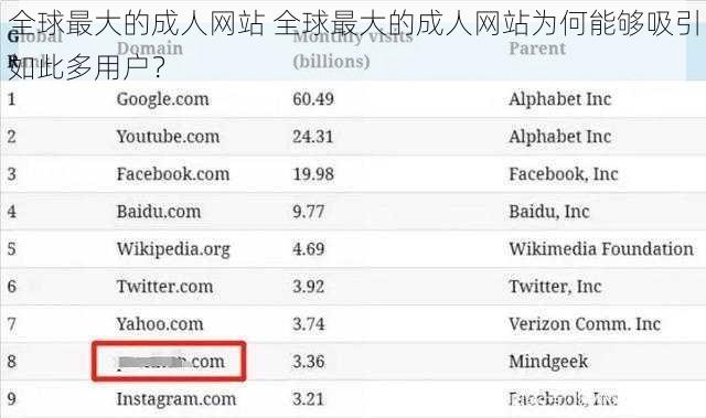 全球最大的成人网站 全球最大的成人网站为何能够吸引如此多用户？