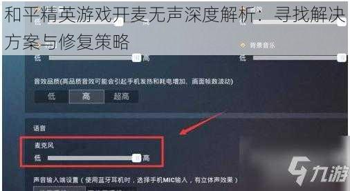 和平精英游戏开麦无声深度解析：寻找解决方案与修复策略