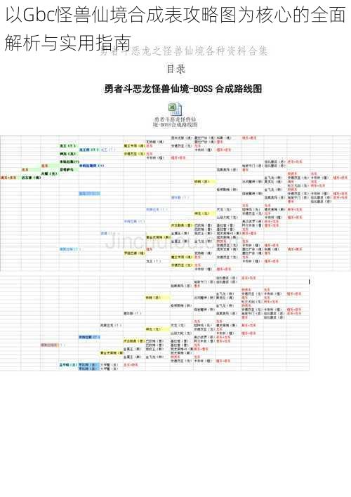 以Gbc怪兽仙境合成表攻略图为核心的全面解析与实用指南