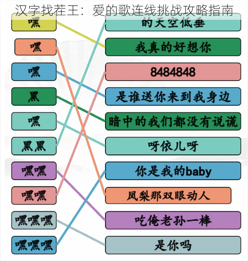 汉字找茬王：爱的歌连线挑战攻略指南