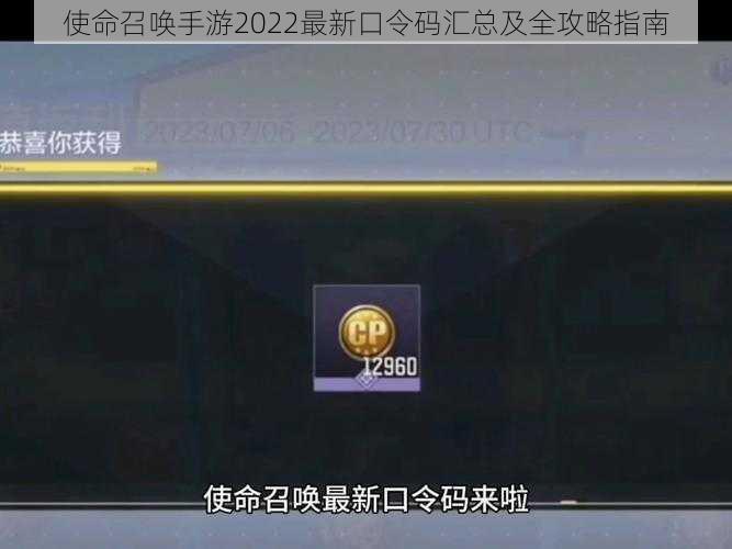 使命召唤手游2022最新口令码汇总及全攻略指南