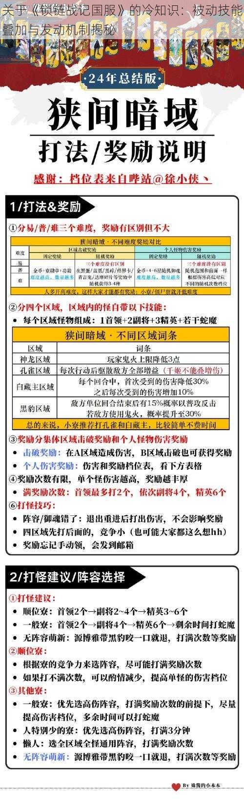 关于《锁链战记国服》的冷知识：被动技能叠加与发动机制揭秘