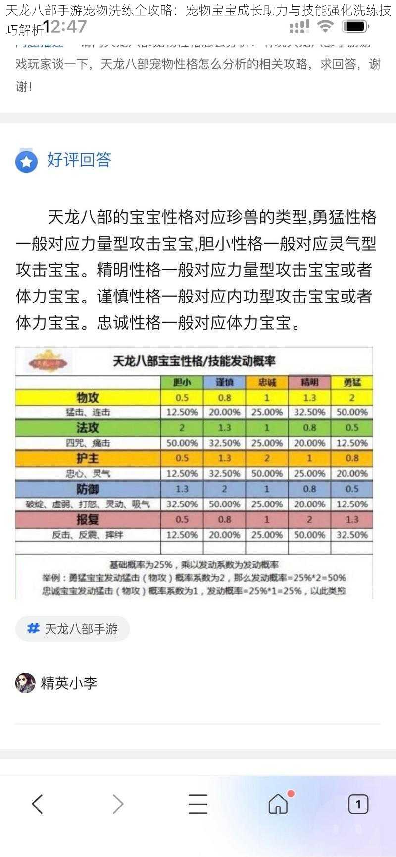 天龙八部手游宠物洗练全攻略：宠物宝宝成长助力与技能强化洗练技巧解析